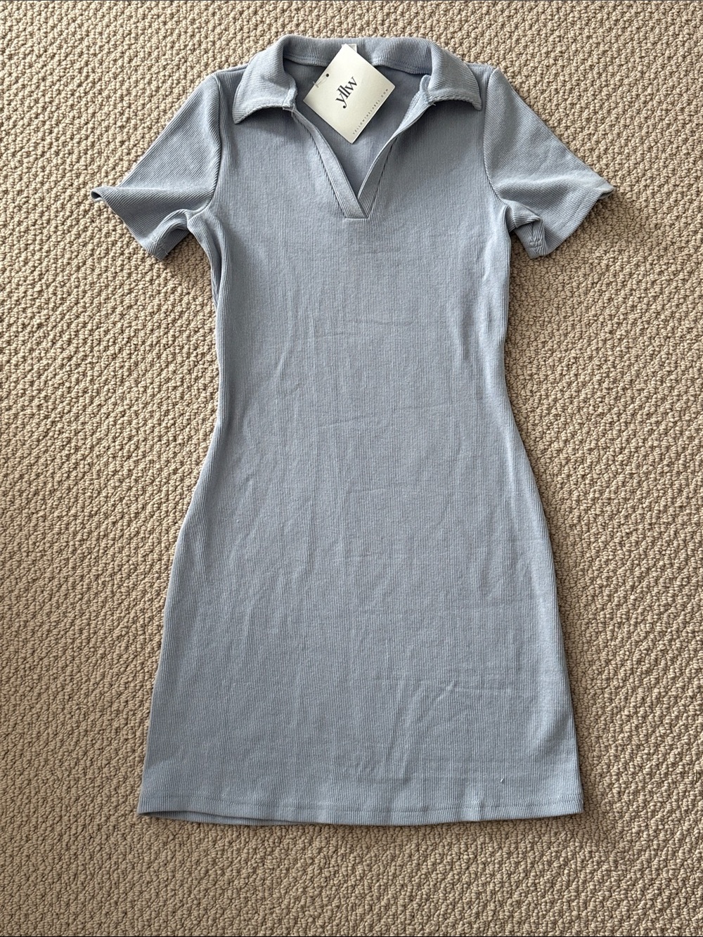 Hey Babe from Yellow the Label YLLW Size Small Pale Blue Collared Mini Dress NWT